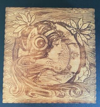 Vintage Pyrography Flemish Art Nouveau Gibson Girl Dresser Trinket Box