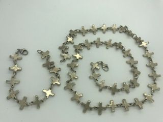 Robert Lee Morris Rlm Sterling Necklace & Bracelet Cross Set