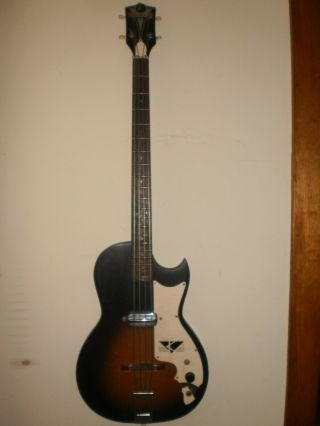 Vintage Kay Electric Bass For Repair.  Pickguard Damage,  Separation Of Fingerboard