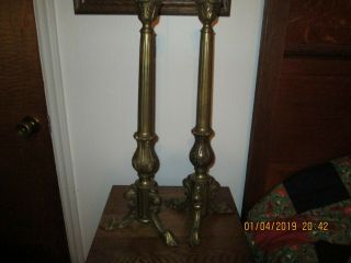 2 Vintage Brass Candlesticks Candle Holders Altar Church Large Pair 23 In.
