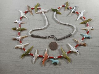 Vintage Zuni Multi - Color Bird Fetish Necklace Likely By David Tsikewa