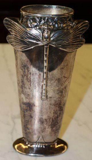 Silver Plate Christofle Dragon Fly Dragonfly Bud Vase Heavy