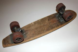 Vintage Antique Wooden Wood Skate Board Roller Derby Pre - Owned