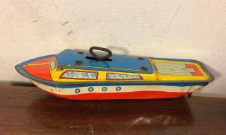 Vintage Ohio Art Tin Wind Up Toy Speed Boat