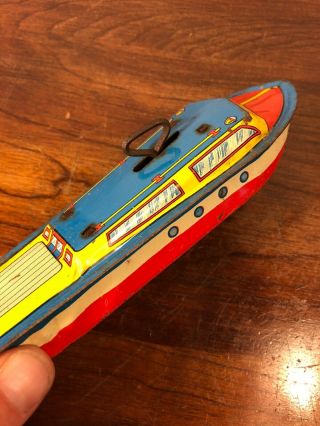 Vintage Ohio Art Tin Wind Up Toy Speed Boat 5