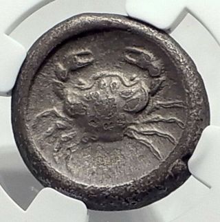 Akragas In Sicily Rare R1 Archaic 500bc Silver Greek Coin Eagle Crab Ngc I77480