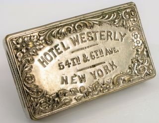 Antique Hotel Westerly York City Nyc Advertising Ny Match Safe Vesta Striker