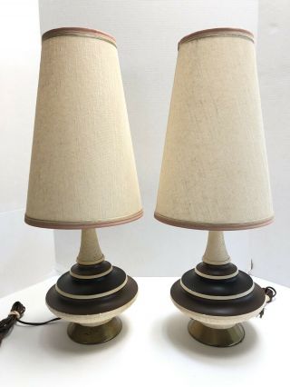 Vtg Pair Quartite Creative Corp Table Lamps 1960s Mid Century Modern 24”