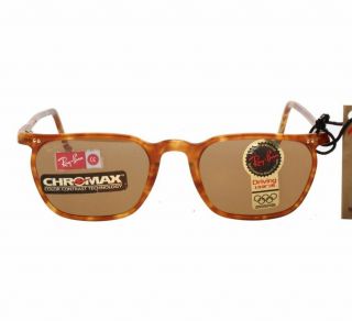 Rayban B&l Chromax Vintage Square Sunglasses,  Translucent Tortoise Cello 90s