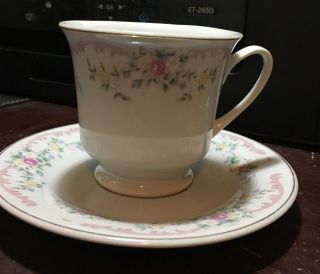 Vintage Tea Cup And Saucer Floral Print