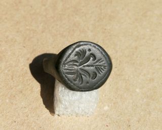 Authentic Medieval Crusaders Era Bronze Seal Ring With Scottish Thistle