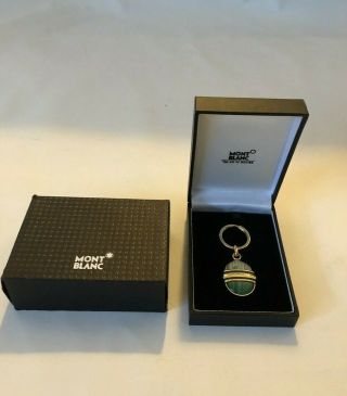 Vintage Montblanc Nikolai I Malachite Vermeil Sterling Silver Key Ring Keychain