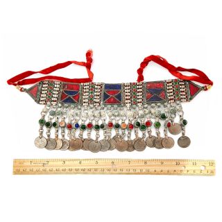 Antique Vintage Art Nouveau Sterling Silver Afgani Kuchi Tribal Choker Necklace 3