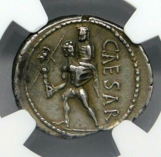 NGC Ch XF 5/5 - 4/5.  Julius Caesar.  Stunning Rare Denarius.  Roman Silver Coin. 2