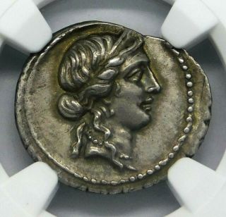 NGC Ch XF 5/5 - 4/5.  Julius Caesar.  Stunning Rare Denarius.  Roman Silver Coin. 5