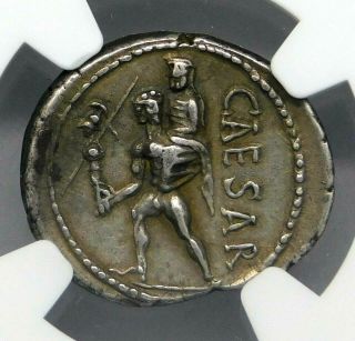 NGC Ch XF 5/5 - 4/5.  Julius Caesar.  Stunning Rare Denarius.  Roman Silver Coin. 6