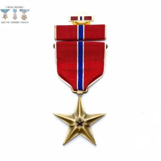 Ww2 Us Bronze Star Medal Slot Brooch Ribbon Bar Lapel Pin Wwii