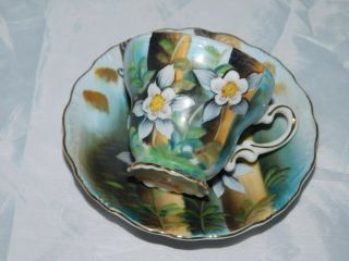 Vintage Norcrest Hand Painted Tea Cup And Saucer - Colorado Columbine
