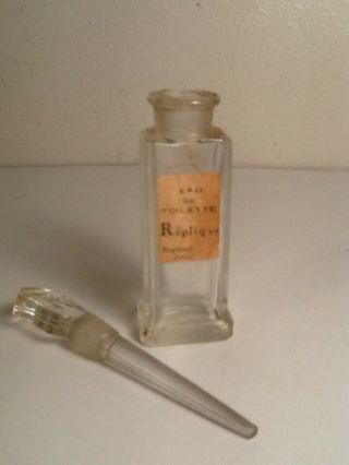 Antique Raphael Replique Paris Art Deco Glass Perfume Bottle W/ Dauber