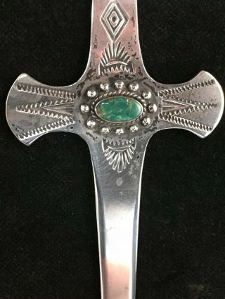 Vintage Navajo Letter Opener Sterling Silver And Turquoise 3