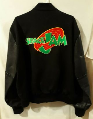 Vintage Space Jam Animation Crew Bomber Jacket Xl Wool/leather Very Rare