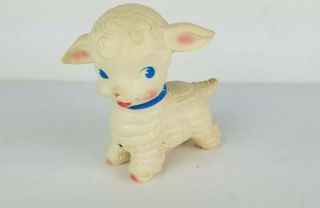 Vintage 1958 Edward Mobley Small Sheep Lamb Squeak Toy Arrow Rubber Kitsch