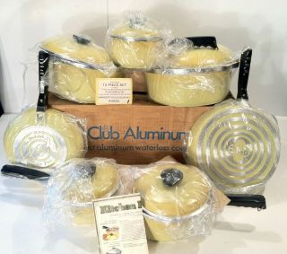 Vintage Club Aluminum Cookware Harvest Gold Sunray 12pc Set A4992 Nib Nos