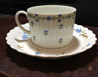 Vintage Tea Cup & Saucer Blue & White Flowers Gda Limoges France
