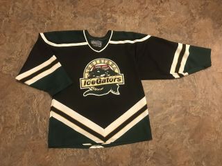Vintage Ice Gators Hockey Jersey Xl Lafayette Louisiana 1st Year Echl Bauer 90 
