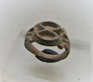Detector Finds Ancient Viking Norse Bronze Ring Double Bezel