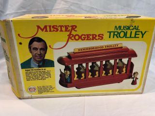 Ideal Toy Corp 1977 Mr Mister Fred Rogers Neighborhood Trolley Rare Musical Push