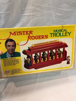 Ideal Toy Corp 1977 Mr Mister Fred Rogers Neighborhood Trolley RARE Musical Push 2