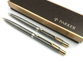 Fine Vintage 1980 Parker Classic Sterling Silver Cisele Ballpoint Pen & Pencil