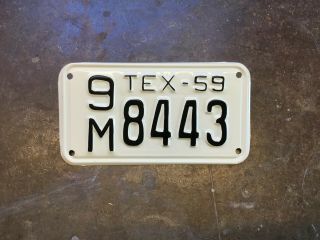 Vintage 1959 Texas Tx.  Motorcycle License Plate Repaint