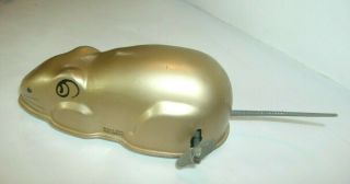 Vintage Shack Man Gold Tone Wind Up Tin Mouse,  Turns