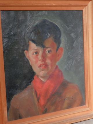 Vintage Modern Illustrator Painting Portrait Happy Boy Scout John S Coppin 1938