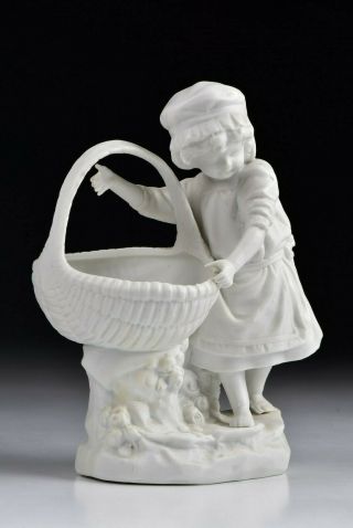 19th Century French Porcelain Figurines of Boy & Girl with baskets 2