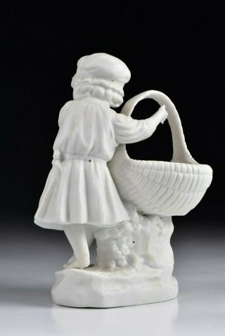 19th Century French Porcelain Figurines of Boy & Girl with baskets 4