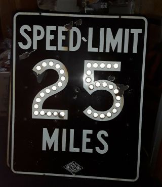 Antique " Real Porcelain " 25 Mph Speed Limit Road Sign Vintage