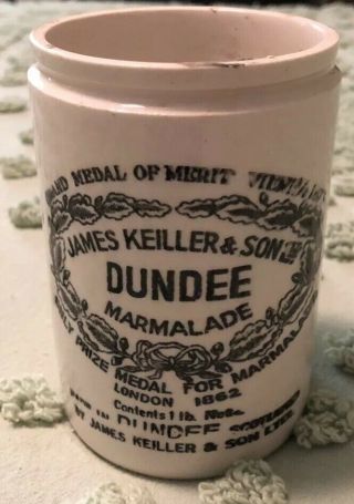 Antique Vintage James Keiller Dundee Marmalade Stoneware Pot Crock Jar London