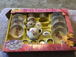 Vintage Gt Plus Ldt 1998 21 Piece Child Tea Set Porcelain Pink Roses: Missing 3