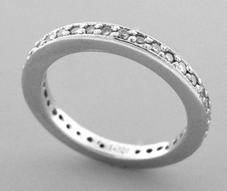 Vintage 14k White Gold Full Eternity Ladies Diamond Ring Wedding Band