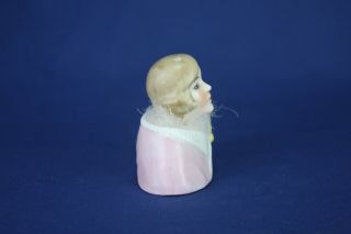 Vintage German Porcelain Lady Powder Puff Jar ca1920 4