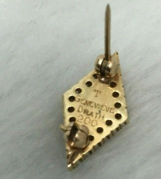 Kappa Delta Sorority Pin Badge 10k Yellow Gold Pearls Enamel Sorority Vintage 7