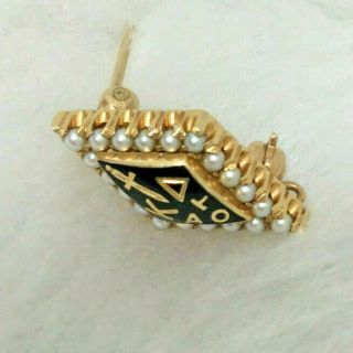 Kappa Delta Sorority Pin Badge 10k Yellow Gold Pearls Enamel Sorority Vintage 8