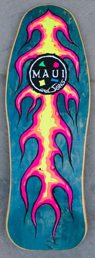 Iconic ‘88 Maui And Sons Skate Deck.  Rick Rietveld Art.  Rare As Hens Teeth.