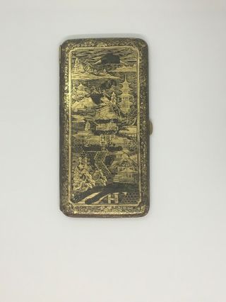 Vintage Japanese Damascene Cigarette Case - Mount Fuji And Dragon 12