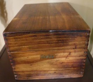 Vintage Globe Wooden Dovetail Office Index Card File Box With Weis Dividers
