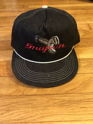 Vintage Snap On K Products Black Denim Trucker Snapback Hat Made In Usa