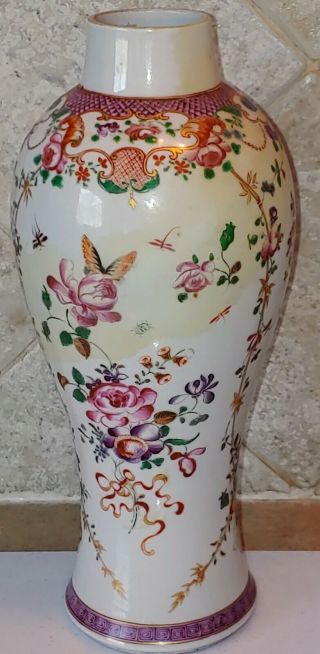 Antique Vase Chinese Porcelain Floral Hand Painted Old Republic China